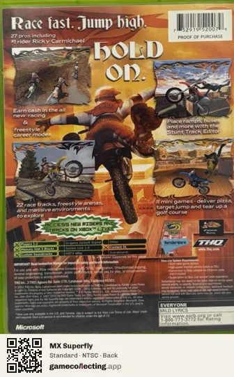 MX Superfly Xbox, NTSC box back