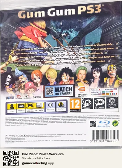 One Piece: Pirate Warriors PlayStation 3, PAL box back