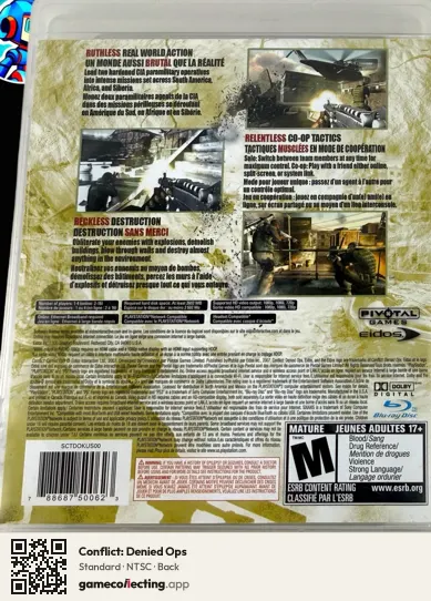Conflict: Denied Ops PlayStation 3, NTSC box back