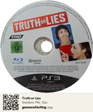 Truth or Lies PlayStation 3, PAL disc