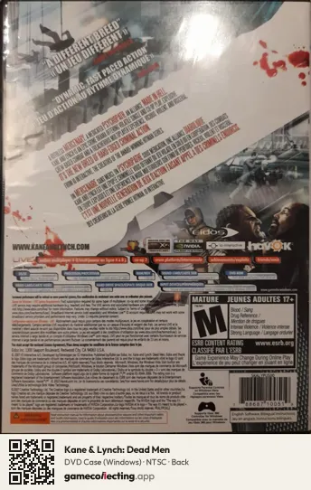 Kane & Lynch: Dead Men Computer, NTSC box back
