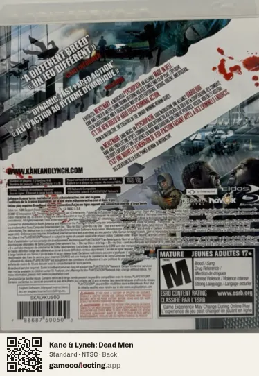 Kane & Lynch: Dead Men PlayStation 3, NTSC box back