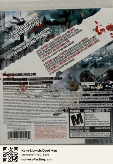 Kane & Lynch: Dead Men PlayStation 3, NTSC box back