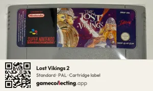 Lost Vikings 2 Super Nintendo Entertainment System, PAL cartridge label