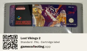 Lost Vikings 2 Super Nintendo Entertainment System, PAL cartridge label