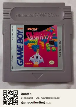 Quarth Game Boy, PAL cartridge label