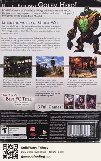 Guild Wars Trilogy Computer, NTSC box back