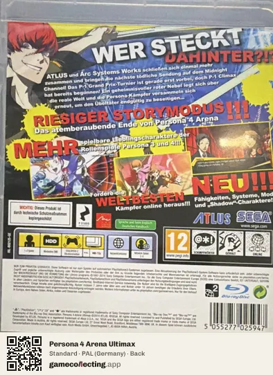 Persona 4 Arena Ultimax PlayStation 3, Germany box back
