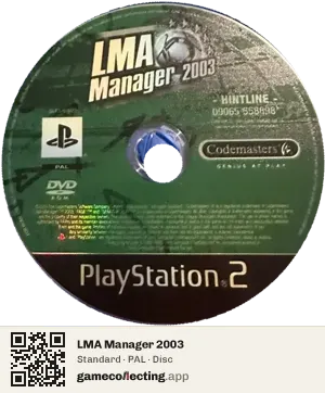 LMA Manager 2003 PlayStation 2, PAL disc