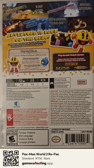 Pac-Man World 2 Re-Pac Nintendo Switch, NTSC box back