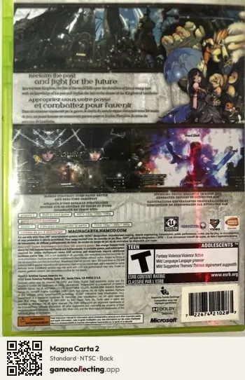 Magna Carta 2 Xbox 360, NTSC box back