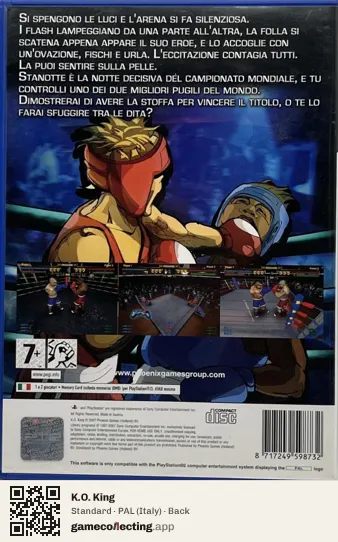 K.O. King PlayStation 2, Italy box back