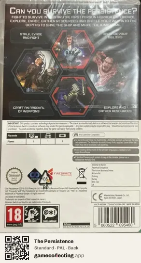 The Persistence Nintendo Switch, PAL box back