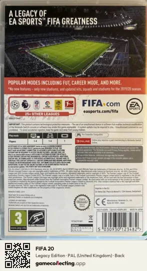 FIFA 20 Nintendo Switch, United Kingdom box back