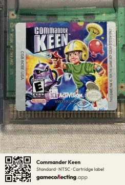 Commander Keen Game Boy Color, NTSC cartridge label