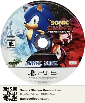 Sonic X Shadow Generations PlayStation 5, NTSC disc