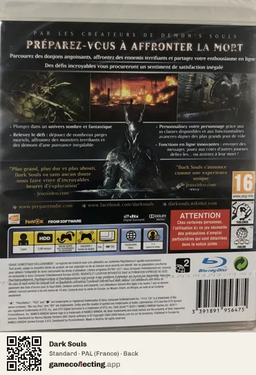 Dark Souls PlayStation 3, France box back