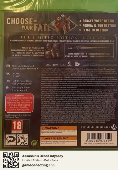Assassin's Creed Odyssey Xbox One, PAL box back