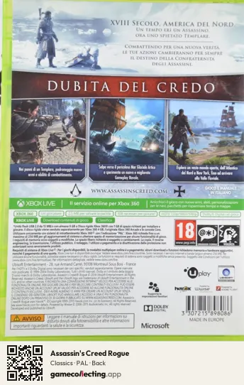 Assassin's Creed Rogue Xbox 360, PAL box back
