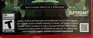 Hades II, the ESRB box on its front