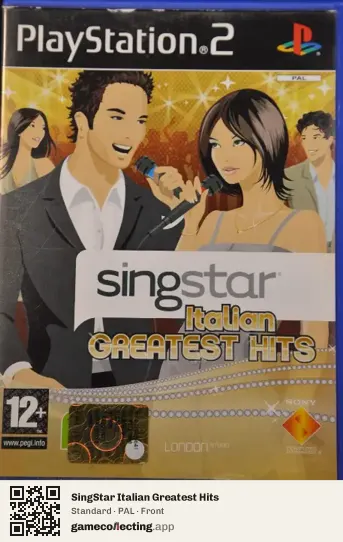 SingStar Italian Greatest Hits PlayStation 2, PAL box front