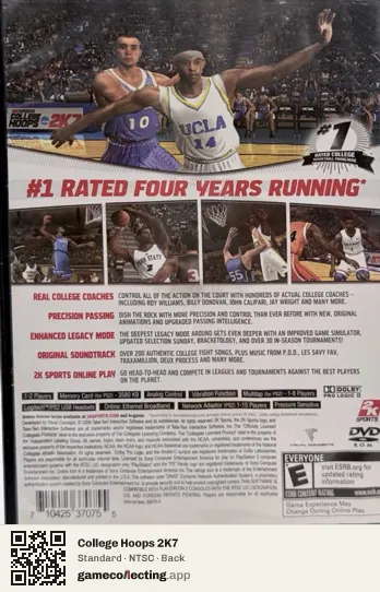 College Hoops 2K7 PlayStation 2, NTSC box back