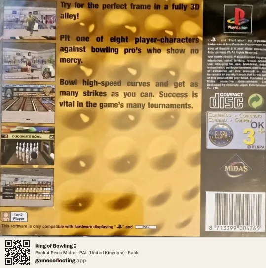 King of Bowling 2 PlayStation, United Kingdom box back
