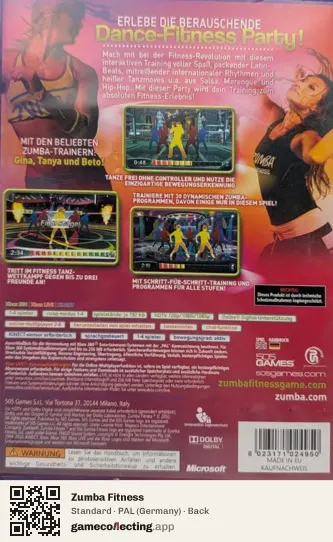 Zumba Fitness Xbox 360, Germany box back