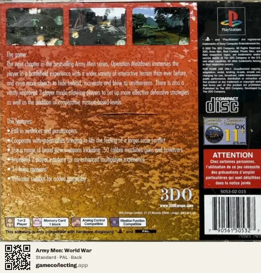 Army Men: World War PlayStation, PAL box back