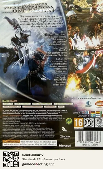 SoulCalibur V Xbox 360, Germany box back