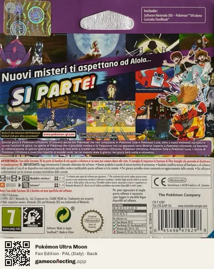 Pokémon Ultra Moon Nintendo 3DS, Italy box back