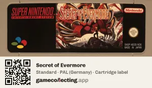 Secret of Evermore Super Nintendo Entertainment System, PAL cartridge label