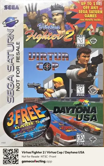 Virtua Fighter 2 / Virtua Cop / Daytona USA Sega Saturn, NTSC box front