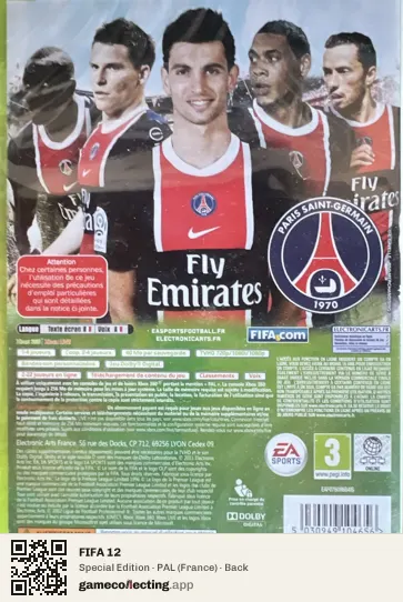 FIFA 12 Xbox 360, France box back