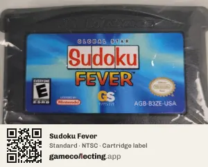 Sudoku Fever Game Boy Advance, NTSC cartridge label