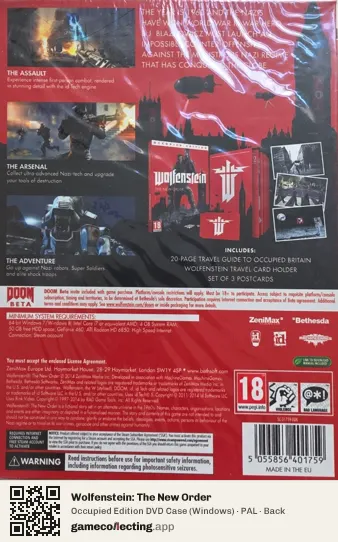 Wolfenstein: The New Order Computer, PAL box back