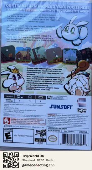 Trip World DX Nintendo Switch, NTSC box back