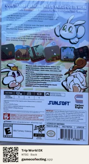 Trip World DX Nintendo Switch, NTSC box back