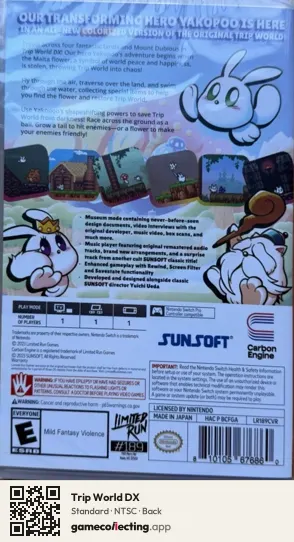 Trip World DX Nintendo Switch, NTSC box back