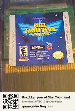 Buzz Lightyear of Star Command Game Boy Color, NTSC cartridge label