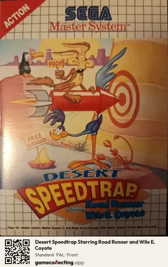 Desert Speedtrap Starring Road Runner and Wile E. Coyote Sega Master System, PAL box front