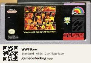 WWF Raw Super Nintendo Entertainment System, NTSC cartridge label