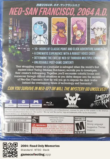 2064: Read Only Memories PlayStation 4, NTSC box back