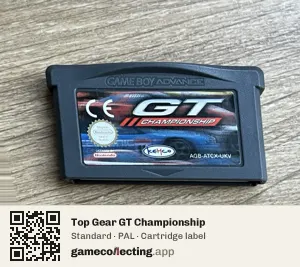 Top Gear GT Championship Game Boy Advance, PAL cartridge label
