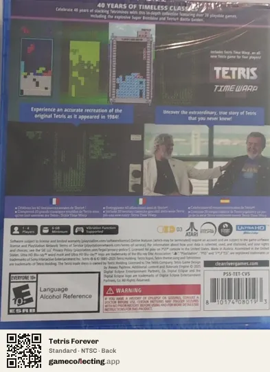 Tetris Forever PlayStation 5, NTSC box back