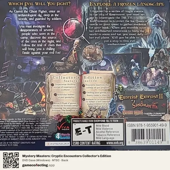 Mystery Masters: Cryptic Encounters Collector's Edition Computer, NTSC box back