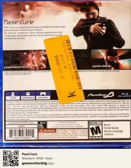 Past Cure PlayStation 4, NTSC box back
