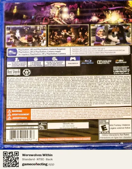 Werewolves Within PlayStation 4, NTSC box back