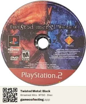 Twisted Metal: Black PlayStation 2, NTSC disc