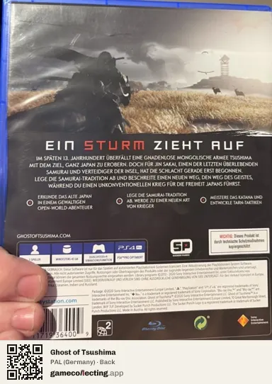 Ghost of Tsushima PlayStation 4, Germany box back